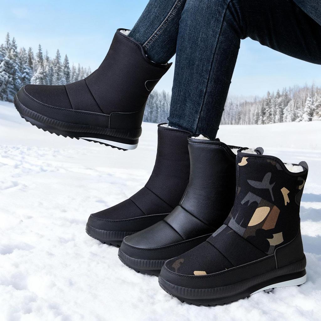 Herren Baumwoll-Schneestiefel in Übergröße mit dicker Sohle und Samtfutter