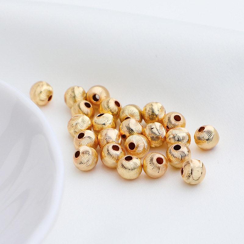 14K Gold Plated Faceted Threaded Melon Pattern Spacer Beads for DIY Jewelry Making