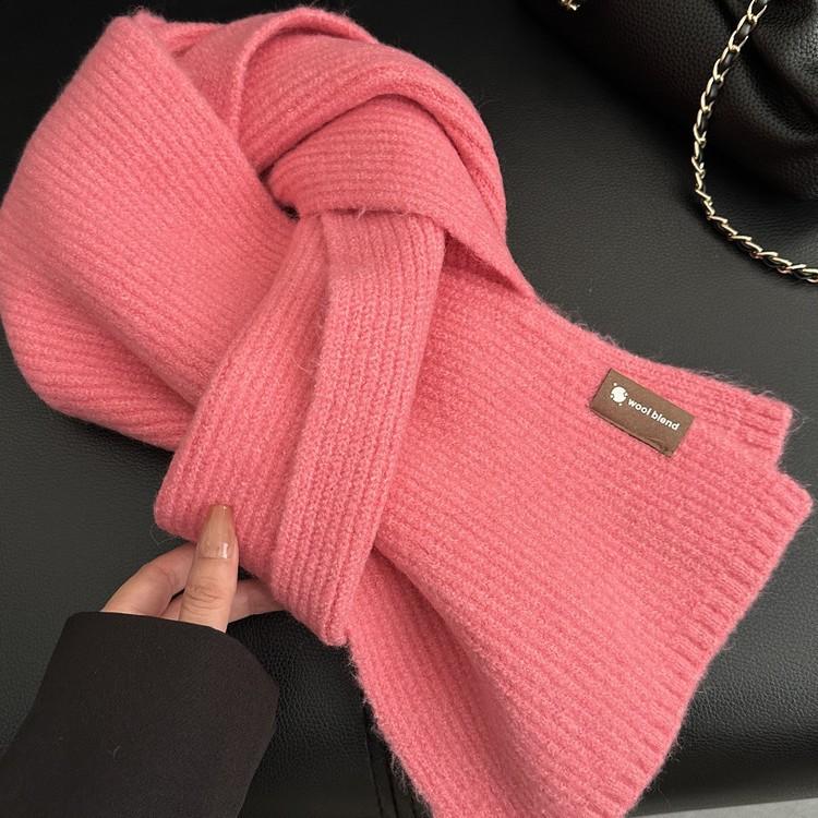 Romantic Solid Color High End New Small Scarf for Women in Winter Korean Atmosphere Student with Wool Scarf for Men