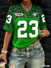 2026 Heißverkauf Damen Nummer 23 Leopardenmuster Bequem Atmungsaktiv Locker V-Ausschnitt Kurzärmelig Baseball T-Shirt Damen T-Shirt