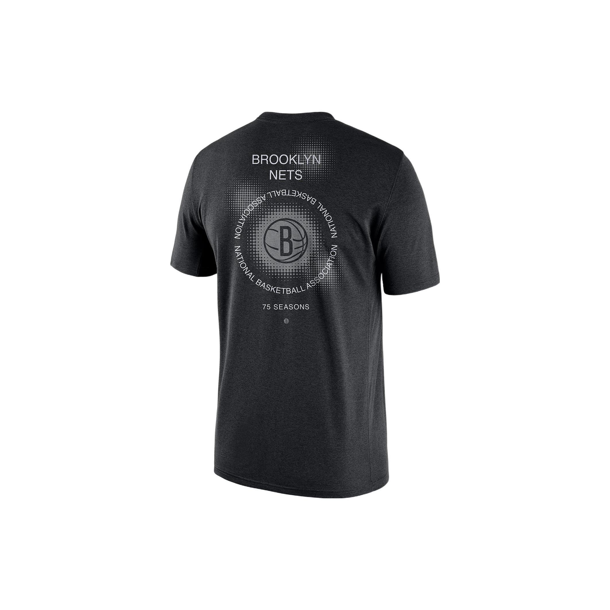 Men s Nike Brooklyn Nets Geometry Pattern Logo Printing Round Neck Short Sleeve Black T-Shirt DH6732-010 XS