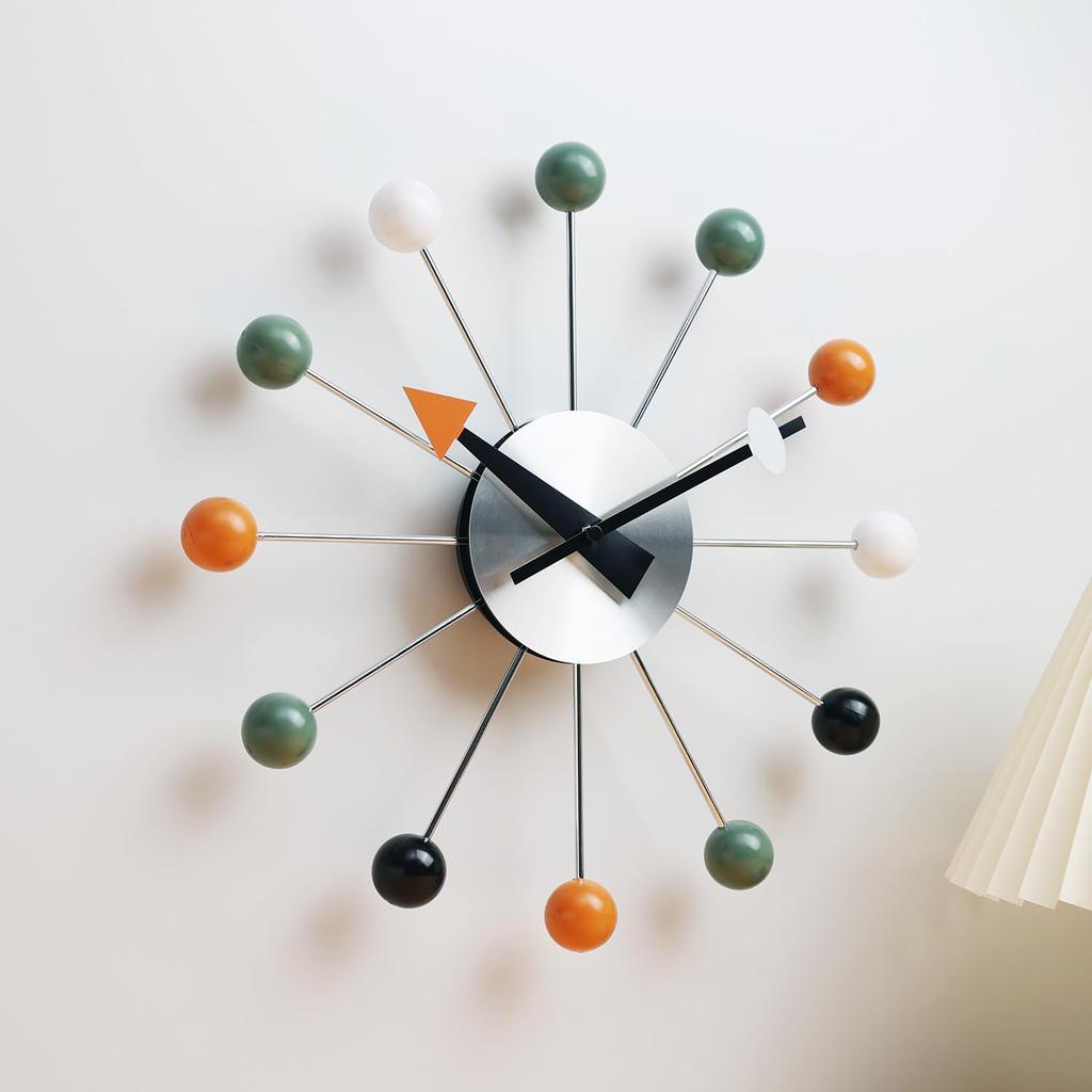 Modern Wall Clock Silent Non Ticking 13 Inch Pop Color Decorative Ball Clocks for Living Room Kitchen Office Wall Clocks