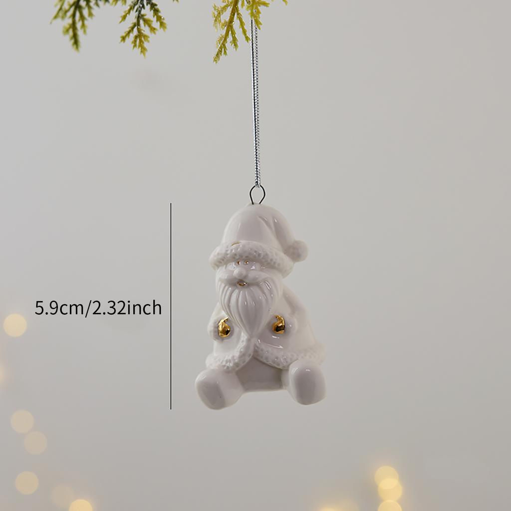 Weihnachten hohle Keramik Mini alter Mann Elch dekorativer Anhänger für Weihnachtsbaum Weihnachten Heimfenster Partydekorationen
