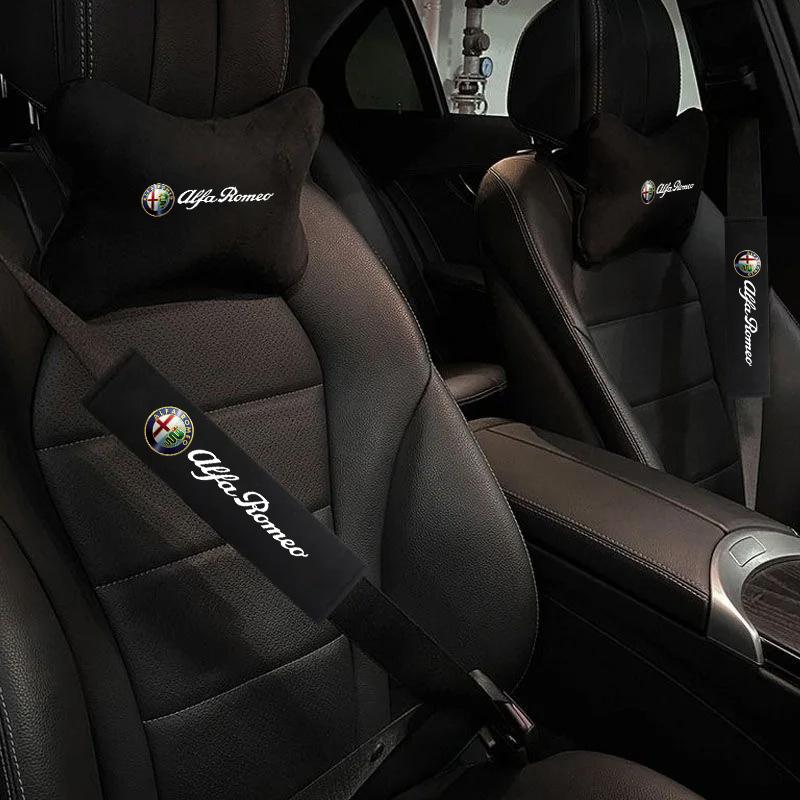 Fashion Car Seats Neck Pillow Headrest Shoulder Pad Accessories For Alfa Romeo Giulietta Mito Giulia Stelvio Brera 147 156 159