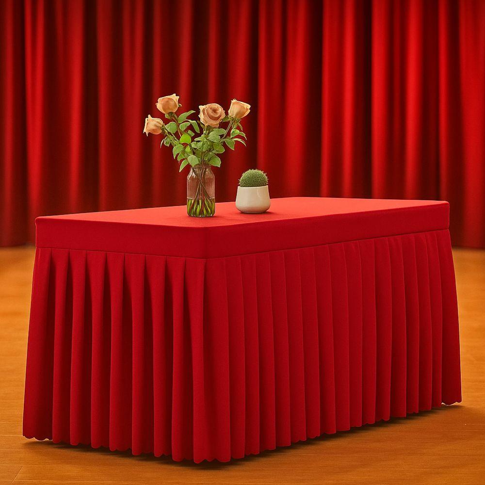 Solid Color Rectangle Table Skirts Soft Elastic Table Cloth Banquet Tablecloth  Banquet
