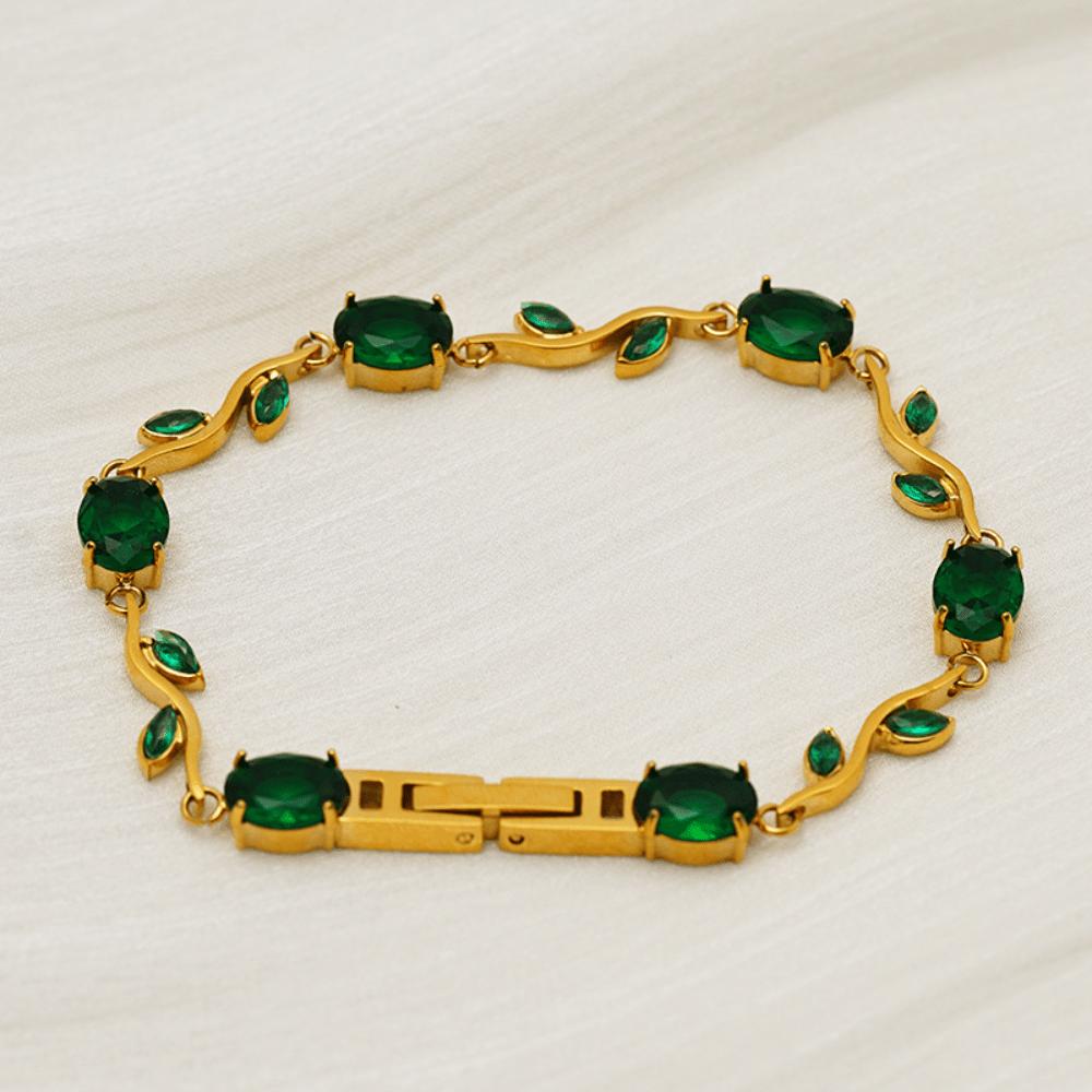 French retro style branches and leaves colored gold bracelet oval vine curve niche light luxury commuter hand jewelry