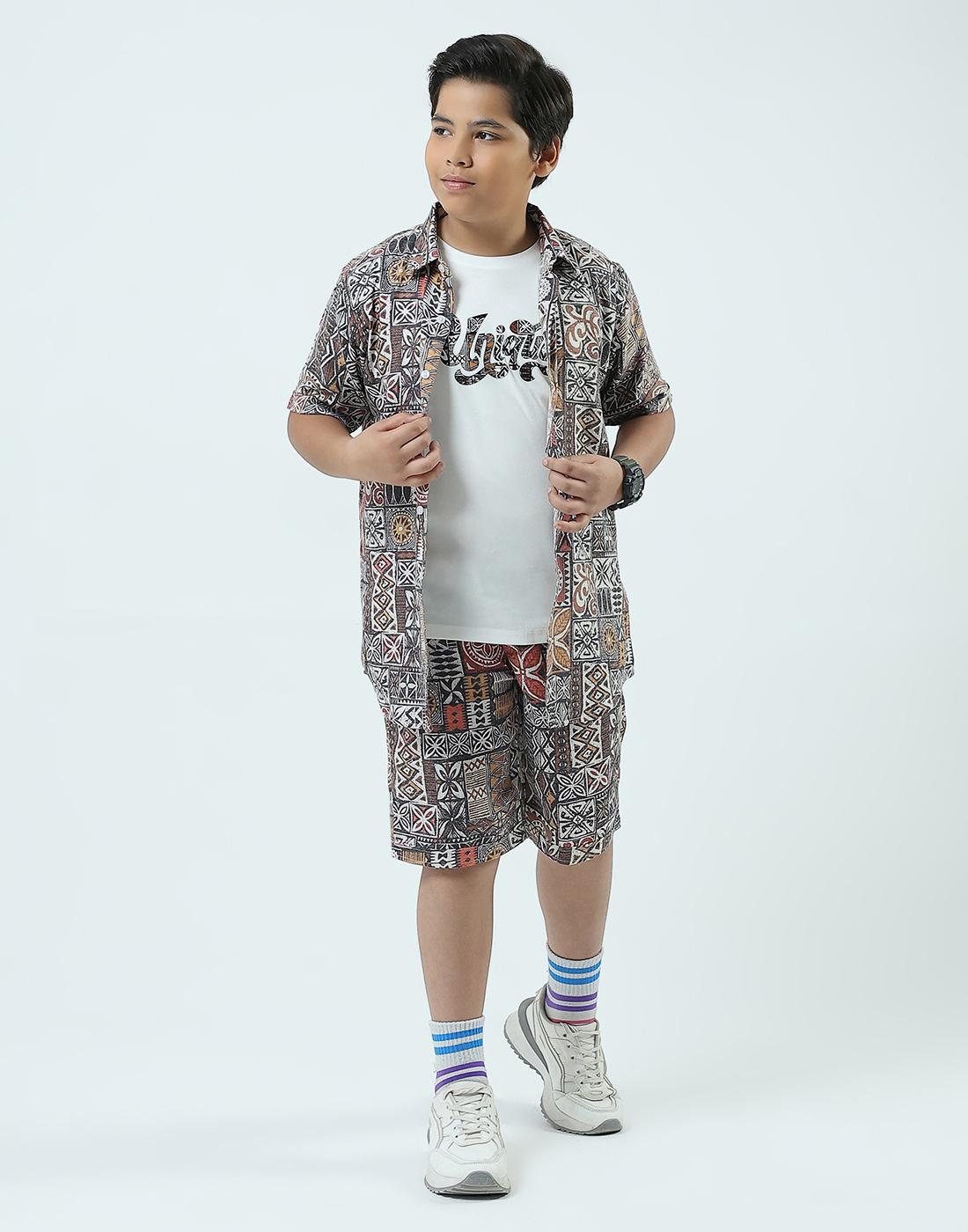

Monte Carlo Boys Blue Printed Collared Neck Half Sleeve Bermuda Set 11-12 Years темно-синий