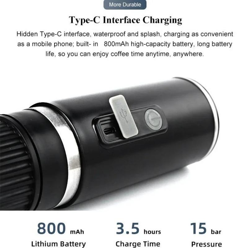 Donirt 2025 New Portable Capsule Coffee Machine Italian Wireless Electric Portable Coffee Pot Outdoor Capsule Coffee Powder
