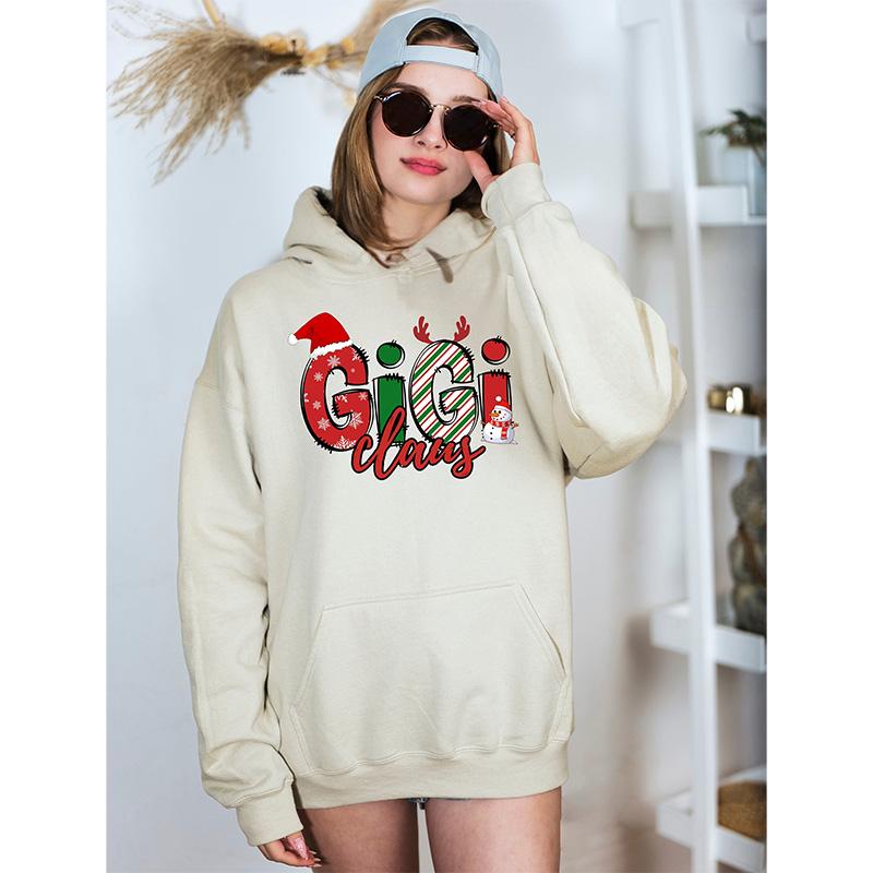 

Женский осенне-зимний худи с длинным рукавом, свободный пуловер оверсайз, теплая спортивная одежда с рождественским принтом в виде букв 3XL