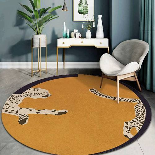 Moderner Leopardenmuster Runder Teppich Kaschmir Schlafzimmer Dekoration Teppiche Heim Wohnzimmer Weicher Bereichsteppich Große Waschbare Lounge Teppiche