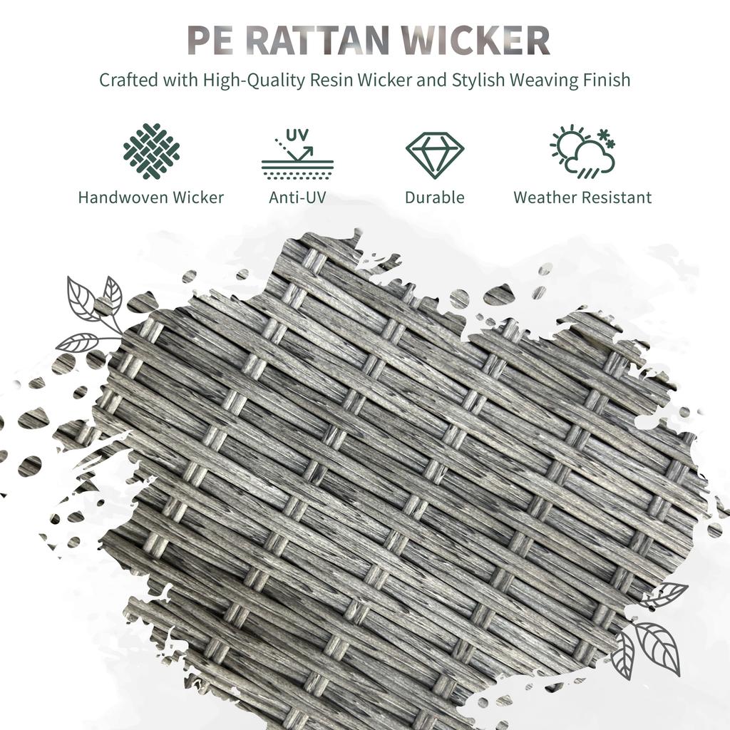 Five-Pieces Rattan Dining Set - Light Grey