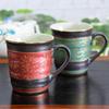 Kutani ware ceramic pair mugs, gold arabesque pattern, AK5-0886