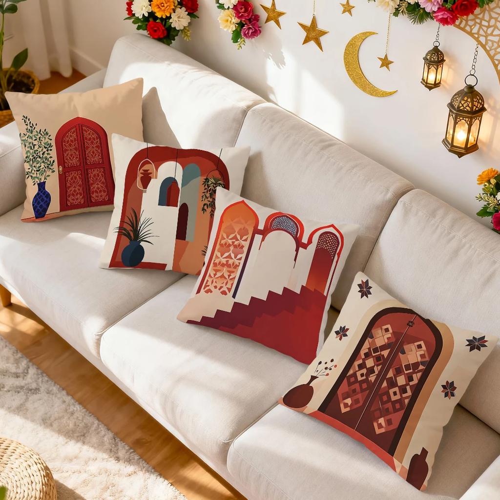 Islamic Architecture Floral Patterns Cushions Pillowcase Polyester Cushion Cover Throw Pillow Pillowcover Home Car Sofa Decor