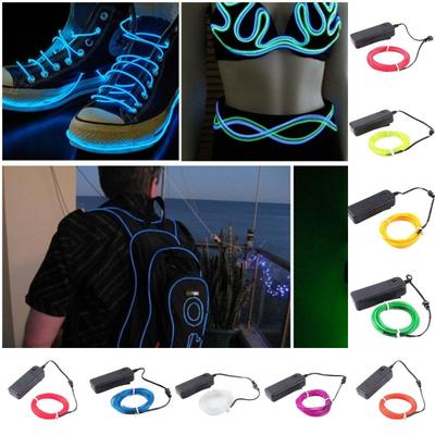 2M EL Wire Light String Flexible Luminous Cable Colorful LED Neon Glow Outdoor Indoor Decor