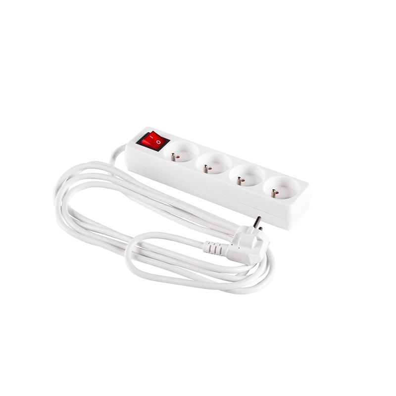 Extension Cord with Grounding and Switch 3X1Mm 3 Sockets 10A White