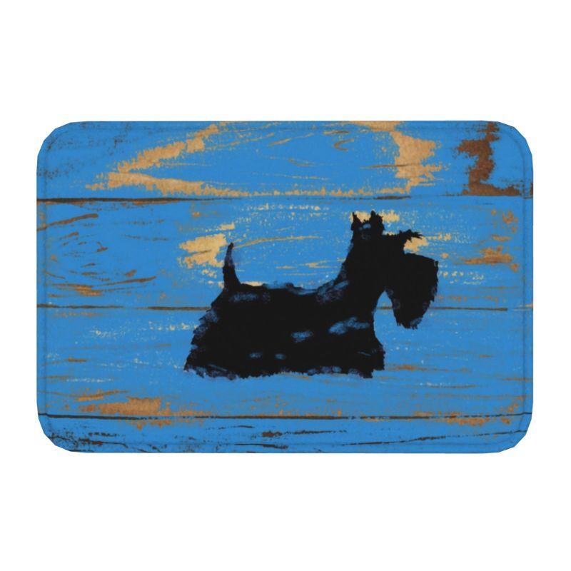 Tapis de porte personnalisé Tartan Vogue Chien Scottie Antidérapant Scottish Terrier Tapis de cuisine salle de bain chambre 40*60cm 40cmx60cm