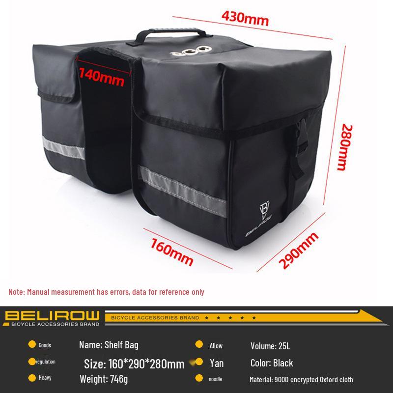 

34L Bicycle Rear Pannier Bag - Mountain Bike Saddlebag for Cycling Equipment Camel Bag