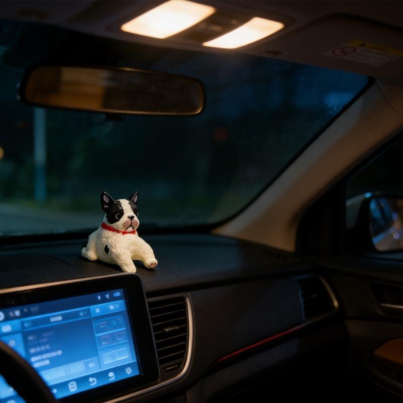 5Pcs Mini Dog Figurines with Assorted Poses Strong Small Dog Statues Easy Adhesive Installation for Car Dashboard Decors