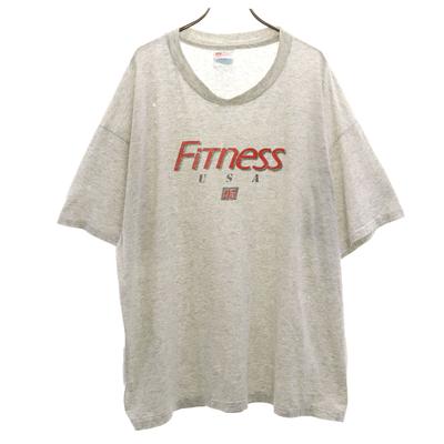 90s Old Fitness Short Sleeve T-shirt XL Gray Single Stitch Men's Used