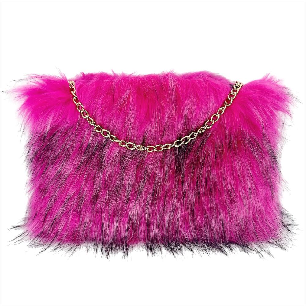 2025 Zima Nové Plyšové Spojkové Kabelky Imitace Mývalí Srsti Dámská Kabelka do Podpaží Evropský Americký Trendy Řetízek Dámské Ramenní Kabelky Dámská Měkká Nadýchaná Kabelka