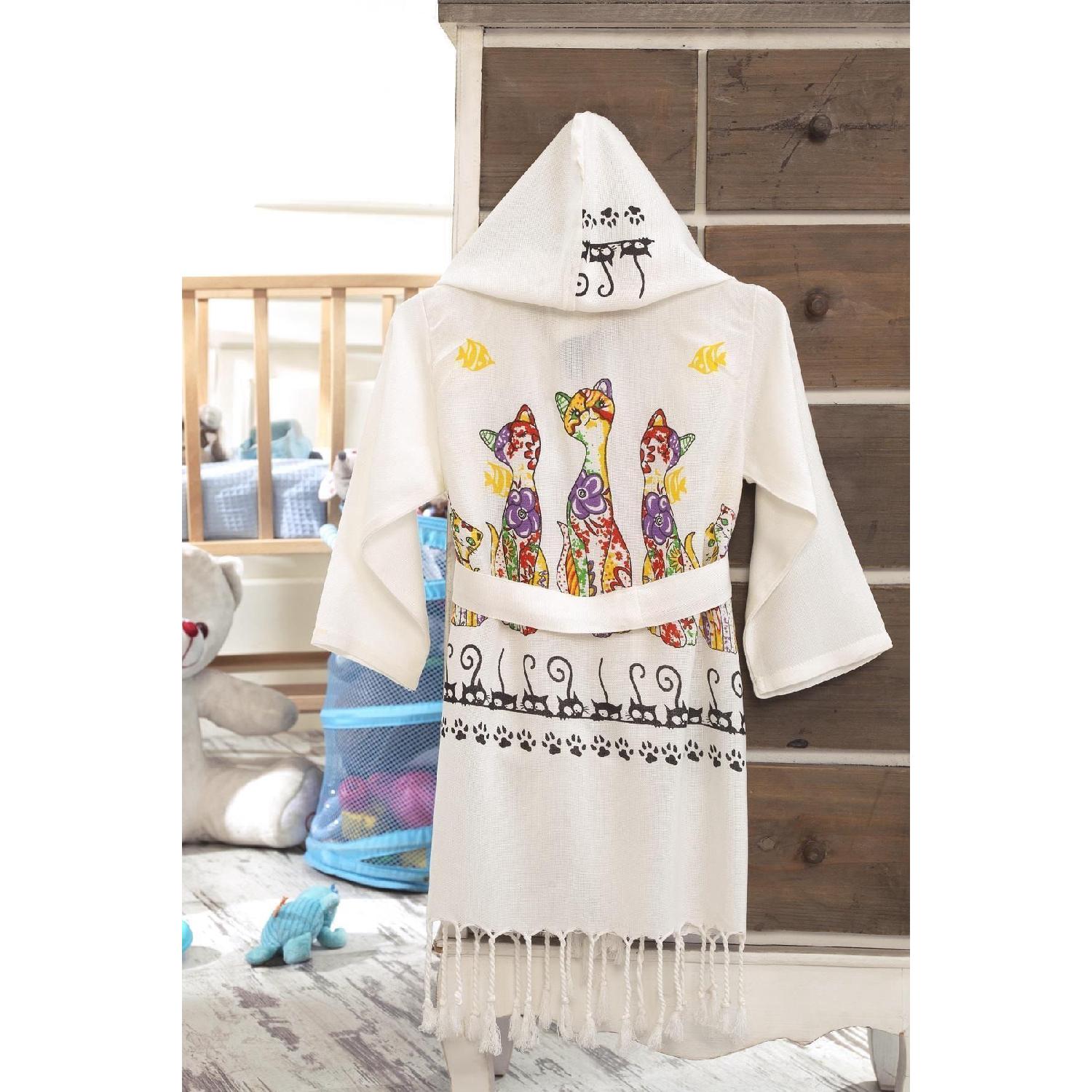 

Пляжный халат для детской ванны Peshtemal из натурального бамбука - Кошка 0-3 Yaş белый