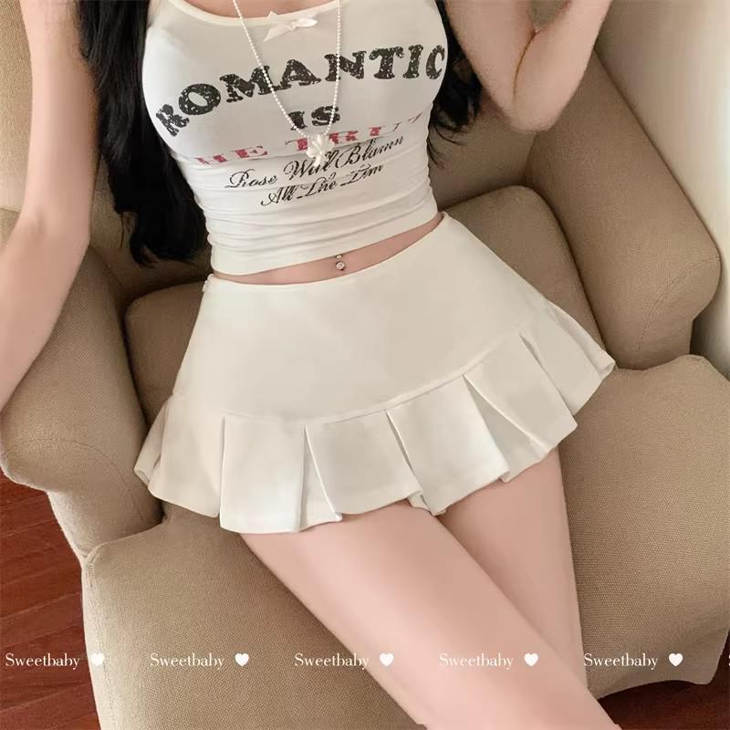 Spring/Summer Women's Trendy Low-Waist Pleated A-Line Skirt - Sexy, Slimming, and Flattering Short Wrap Skirt