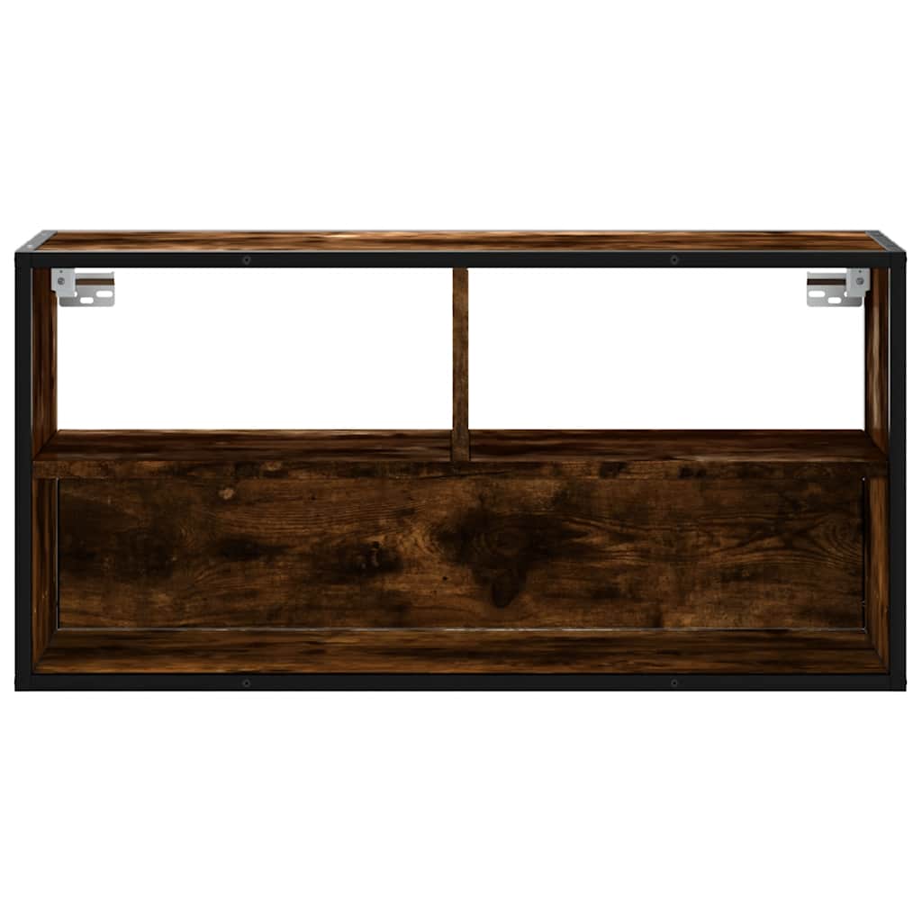 TV Stand Smoked Oak 80 x 31 x 39.5 cm Engineered Wood and Metal