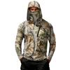 Men's Casual Leaf Camouflage Print Hooded Long Sleeve Sun Protection Shirt Lightweight Breathable Outdoor Pullover Top