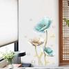 New Blue Lotus Wall Stickers Large DIY Decorative Stickers Living Room Home Decor Flowers Wall Decals Bedroom Art Design