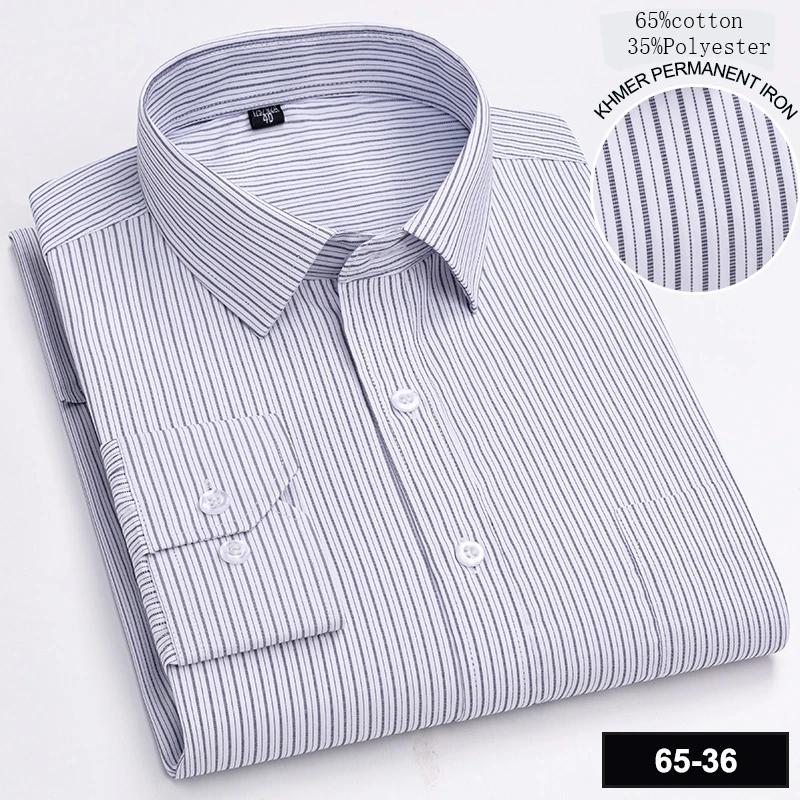 New In Shirt Long-sleeve Shirts for Men Slim Fit Formal Plian Shirt Single Pocket Office Clothes Soft Plaid Cotton Designer Tops