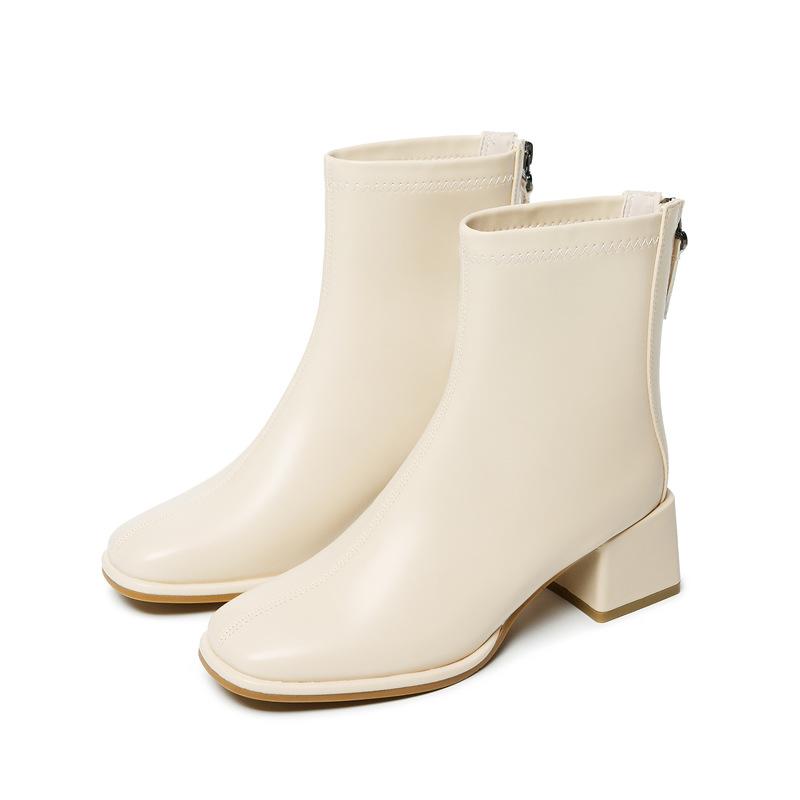 New leather autumn and winter versatile thick-soled small Martin boots women's British style white short boots children's single boots