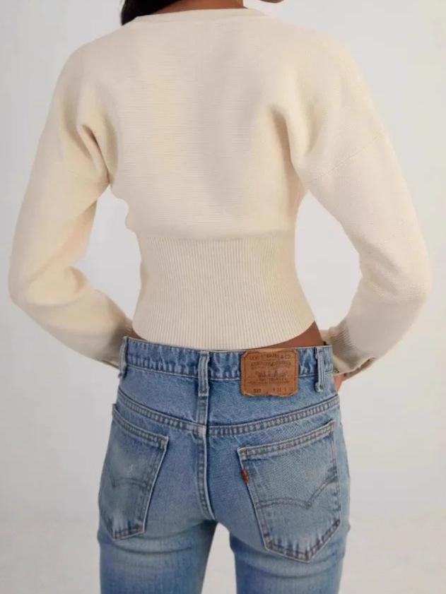 Autumn/Winter Slimming Round Neck Single-Breasted Cardigan Sweater