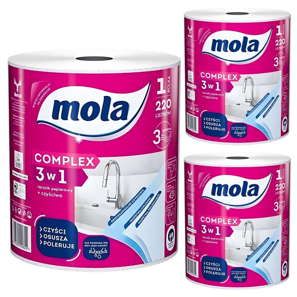 Mola Complex 3-In-1 Paper Towel, 3-Ply, 220 Sheets 1 Pc