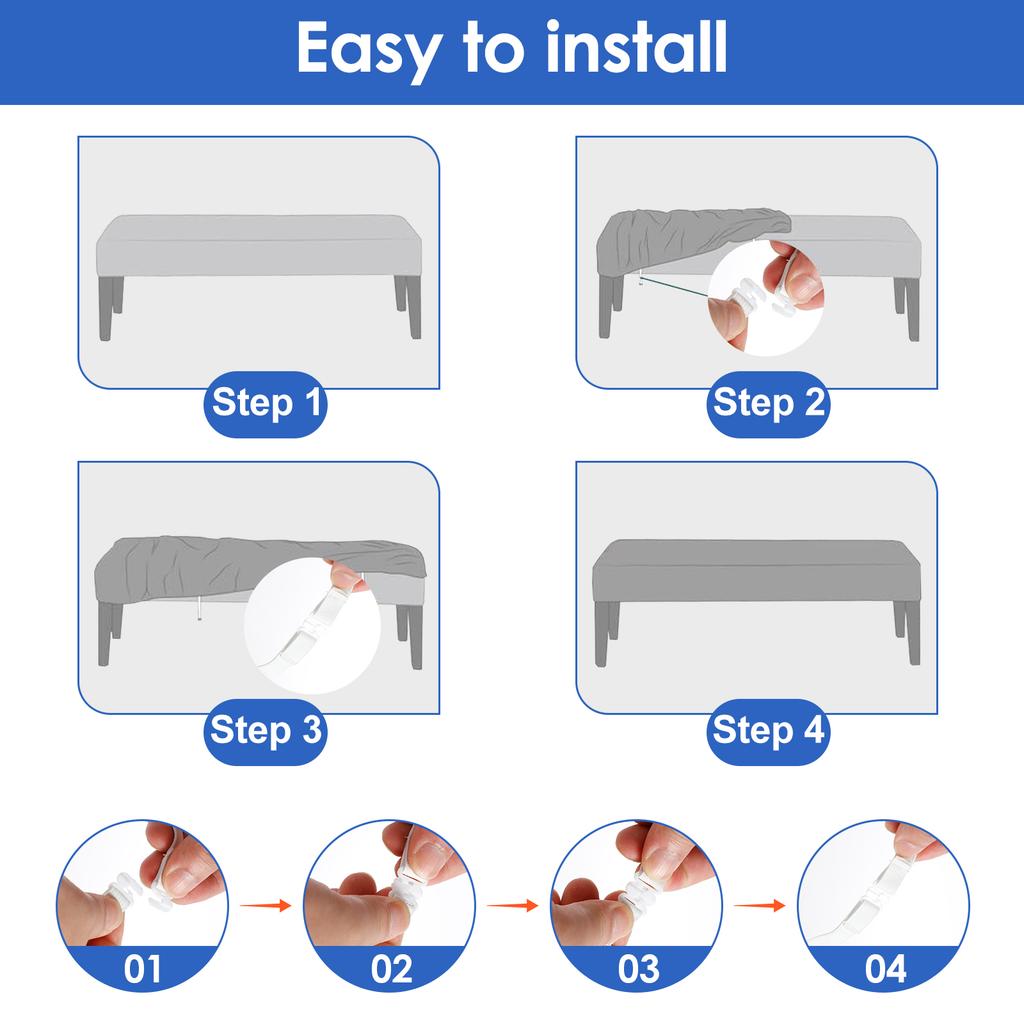 Stretch Bench Cover PU Dining Bench Cover Thick Furniture Protector Slipcover Dustproof Piano Bench Seat Cover Anti-Dust