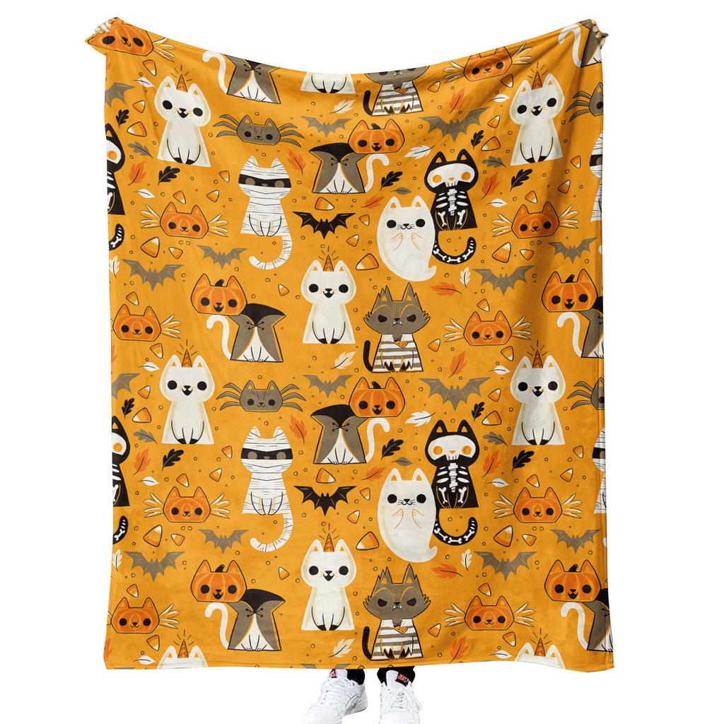 Halloween Pumpkin Design digitalprinted polyester Bedroom velvet flannel soft sofa cover blanket Fleece soft sofa cover