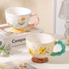 Ceramic Cup Cute Household Water Cup Coffee Cup Mug Mug Large Capacity Breakfast Cup Floral Design Ceramic Cup