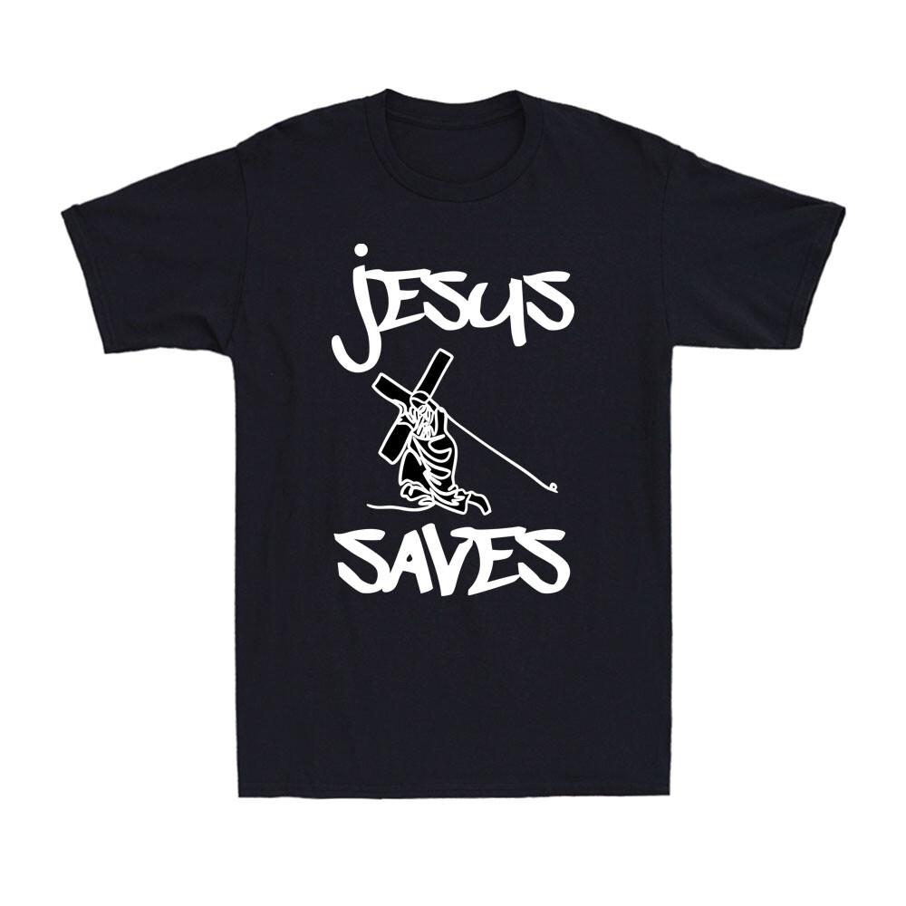 JESUS SAVES Christian Carrying Cross Hope Faith Encouragement Men s T-Shirt S разноцветный