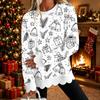 Women's Christmas Print Crewneck Sweatshirt with Scalloped Wavy Hem Long Sleeve Pullover Top for Holiday Casual Wear