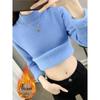 2025 Autumn/Winter Women's Plus Size Knit Fleece Sweater Dress: Slimming, Warm, Stylish Inner Layer