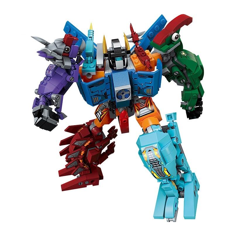 553 sztuk/zestaw 6 w 1 Dinozaur Robot Klocki Cegła DIY Model dinozaura Zabawki edukacyjne dla dzieci Prezent 1414