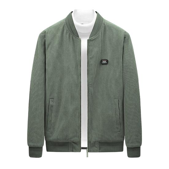 Baseball Jacket Stand Collar Anti-freeze Ribbed Winter Business Casual Solid Corduroy Baseball Jacket Coat for Trip