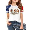 Casual Short Sleeve Crew Neck T Shirt with USA Print and Graphic Design for Independence Day Celebration Lightweight Breathable Fabric