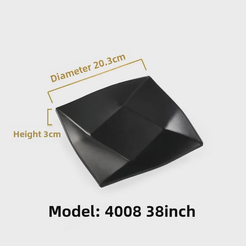 Melamine Black Tableware: Imitation Porcelain Plate for Cold Dishes, BBQ, Hot Pot, and Commercial Use.