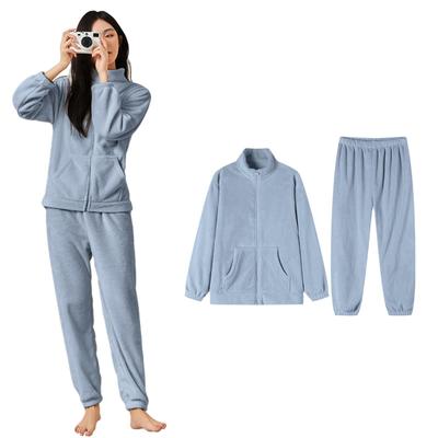 Guooryvner Long Sleeve Pajamas Set for Fall and Fluffy and Cute Thick Pajamas with Front High Loose Wide Plus Sizes Warm and Comfortable for Cold