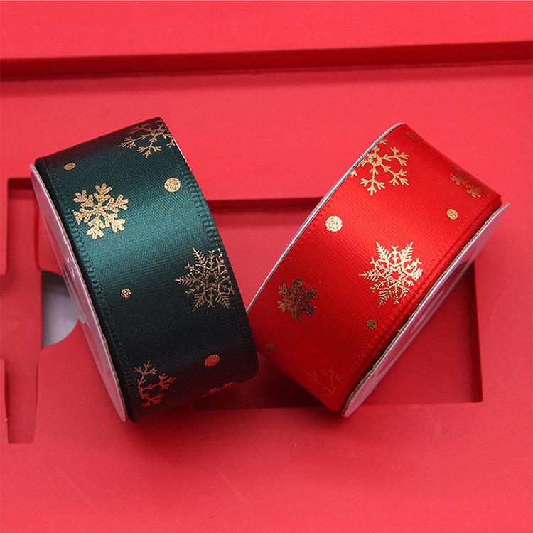 Hot Sale Polyester Satin 2.5cm Small Roll 10 Meters Christmas Printing Polyester Gift Box Ribbon