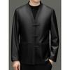 Men's new first-layer sheepskin Tang suit disc-buckled leather jacket jacket top men's trendy men's clothing