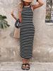 In-Stock New European & American Striped Spring Dress with Round Neck
