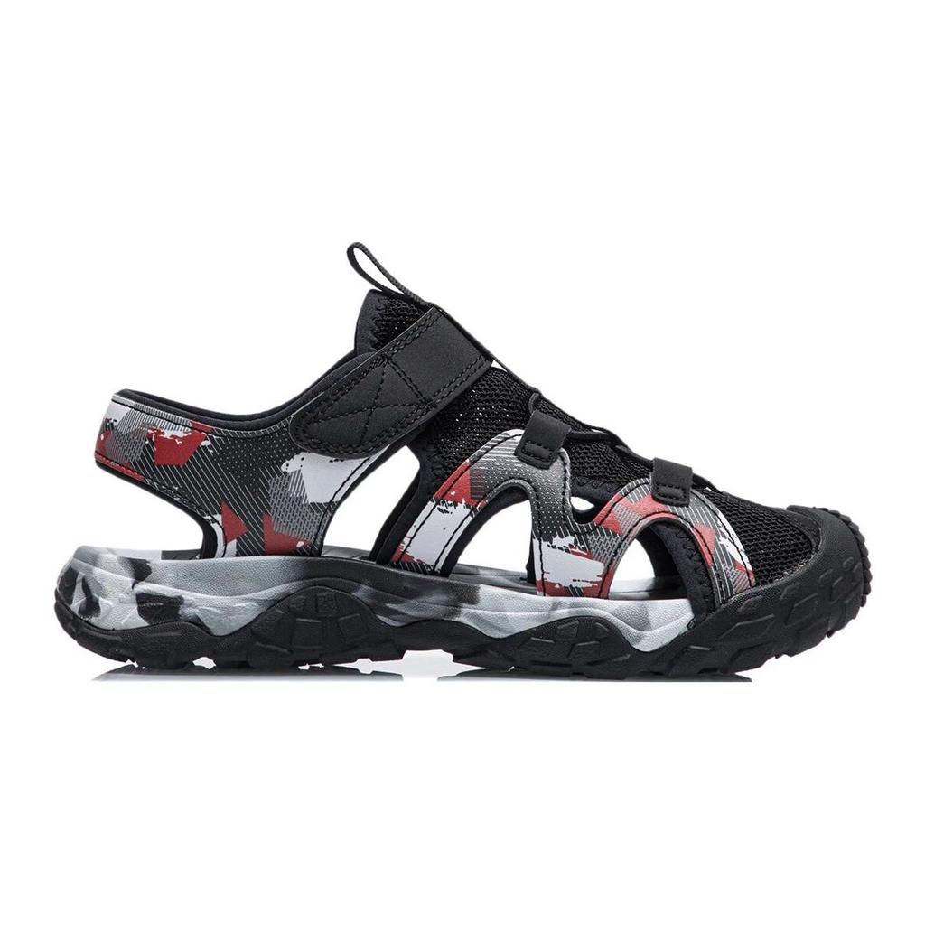 Li Ning Comfortable Casual Breathable Lightweight Childrens Sandals Kids Footwear Black YKUT036-49