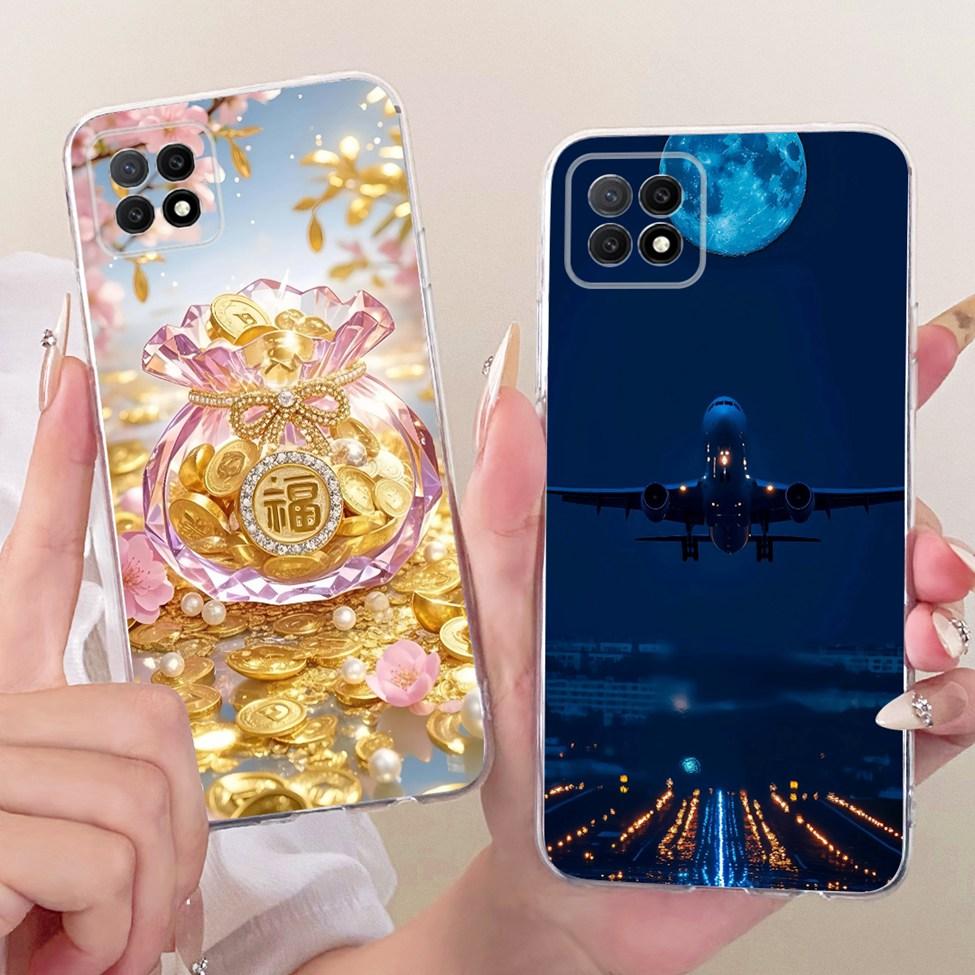Clear For Oppo A73 5G CPH2161 Phone Case For Oppo A73 5G Cover Aesthetic Luxury Cute Cat Fashion Butterfly Funny Painted Casing