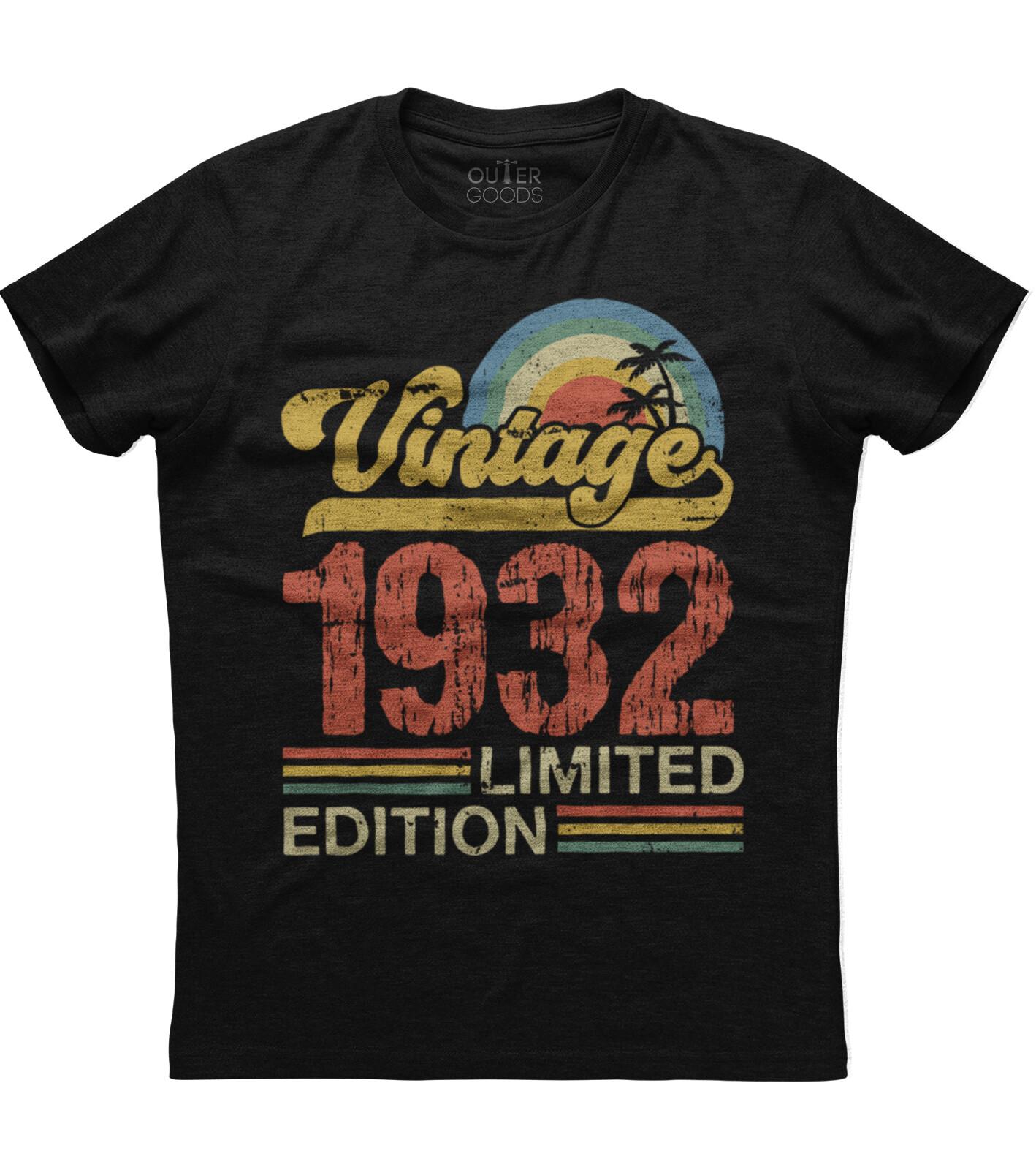 Birthday Gift Classic Old Vintage 1932 Limited Edition Rainbow Palm Tree T-shirt XL